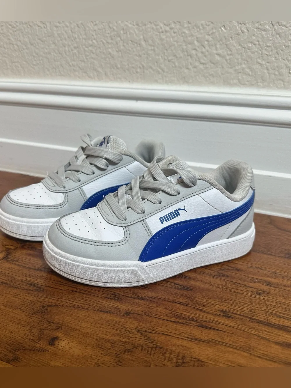 Puma Kids White Blue Sneakers Youth US 12C Casual Shoes
